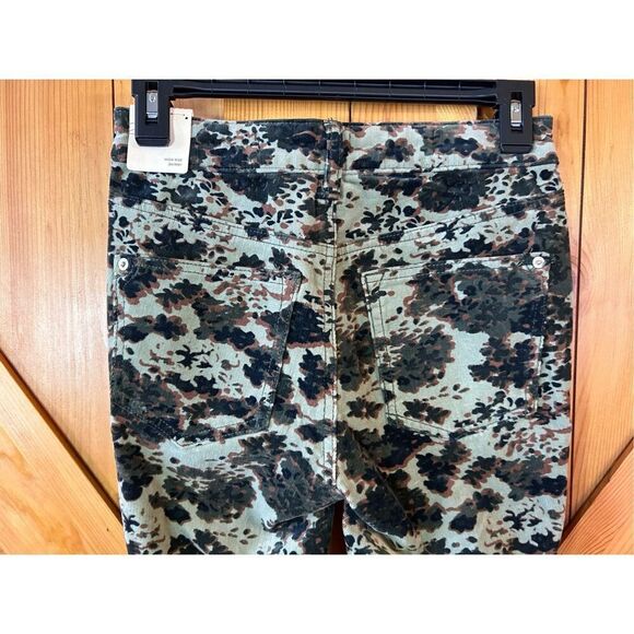 Anthropologie Pilcro Corduroy Pants Green Floral Button Fly High Rise Skinny 25 - Picture 6 of 10